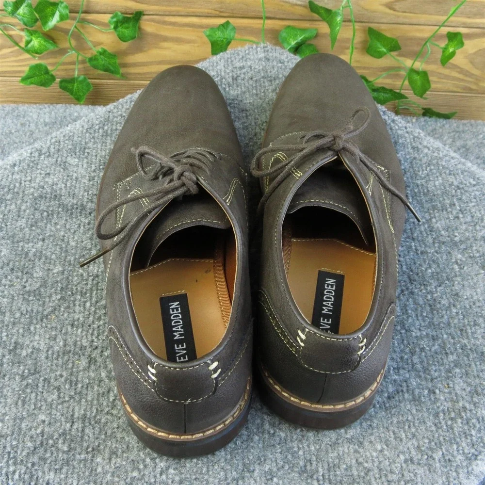 Steve Madden Bannon Men Derby Oxfords Shoes Size 7.5 Med Brown‎ Leather Lace Up